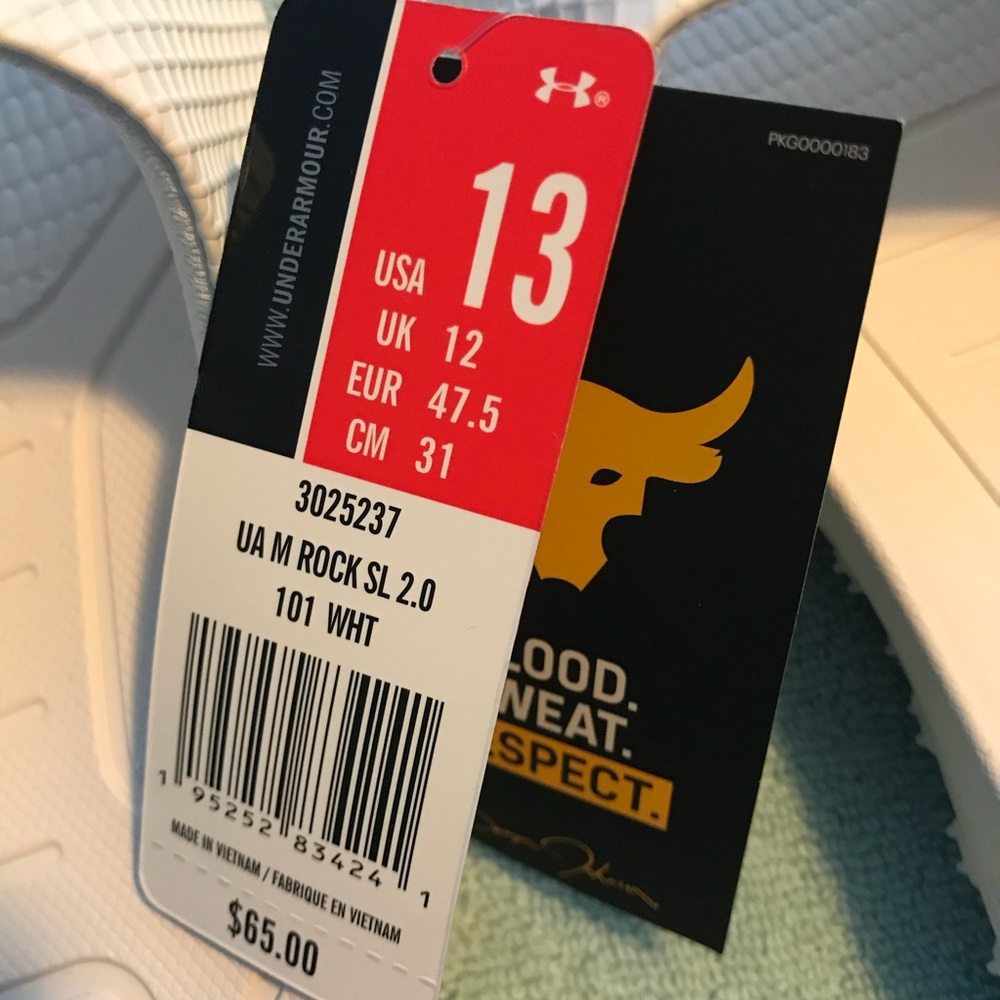 New Under Armour Project Rock Men Slide 3025237-101 White Size 13 - Picture 3 of 5